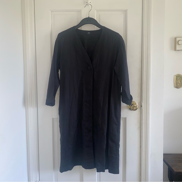 Muji French Linen Coat in Dark Grey XS/S - Picture 2 of 3